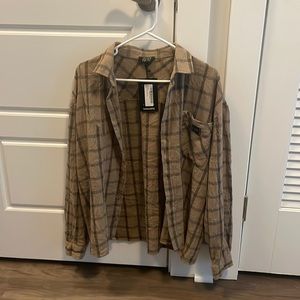 Men’s large boxy check flannel overshirt